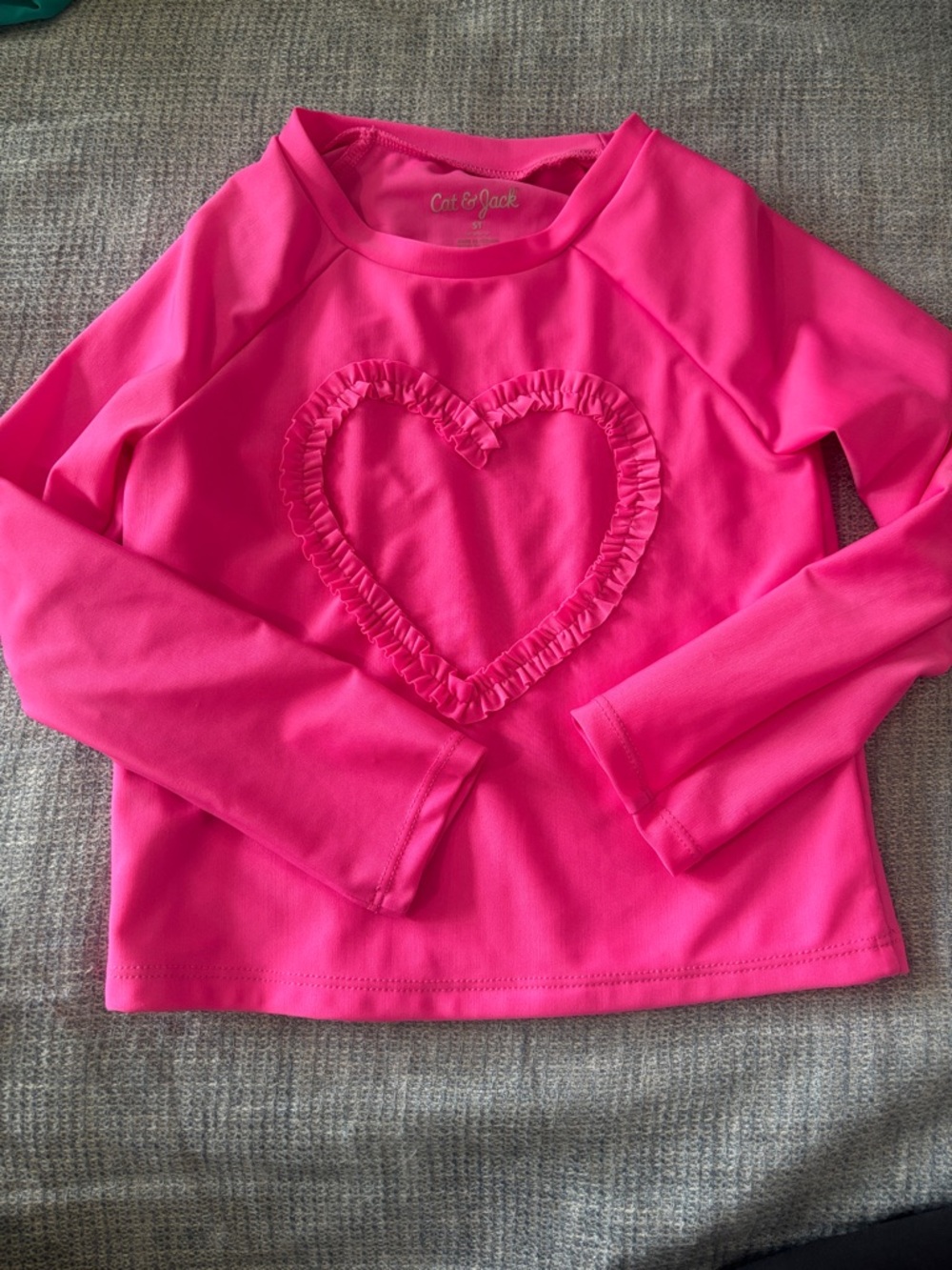 Cat & Jack Hot Pink Ruffle Heart Long-Sleeve rashguard for Kids